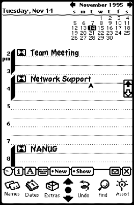 1993 Newton OS calendar user interface