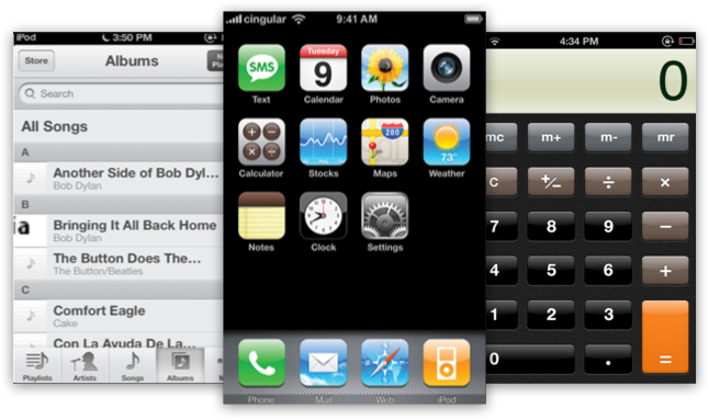 Screenshots from iPhone OS in 2007 