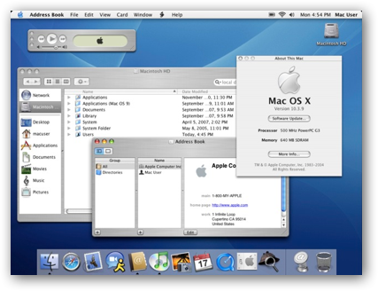OS X Aqua user interface with iTunes and systems folders