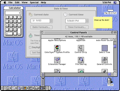 1990s Macintosh Control Panels user interface
