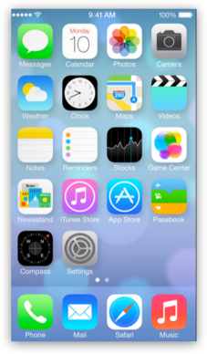 Screenshot of the iOS 7 homescreen