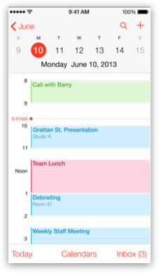 Screenshot of the iOS 7 Calendar user interface