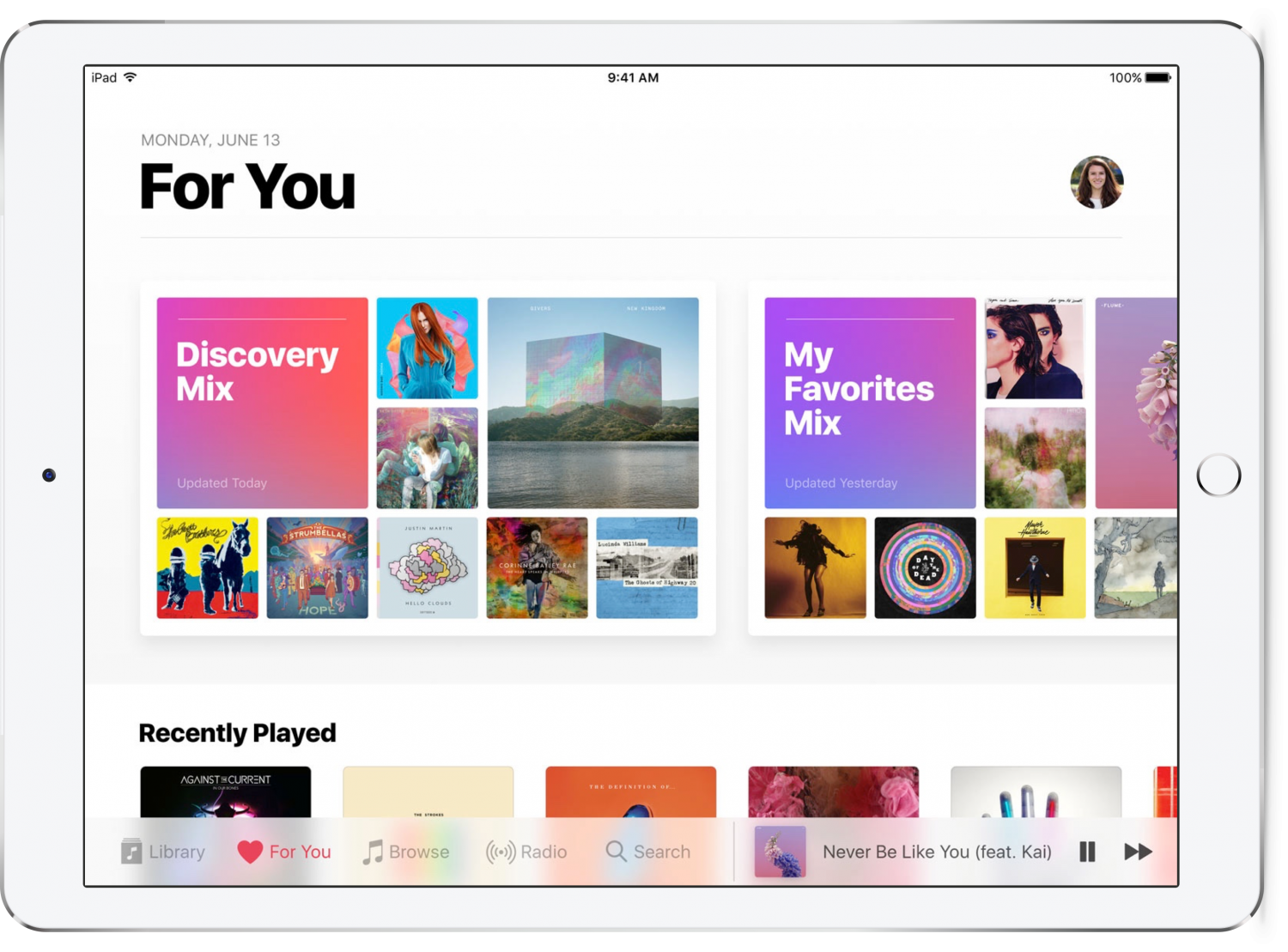 Apple Music iOS 10 on iPad Air